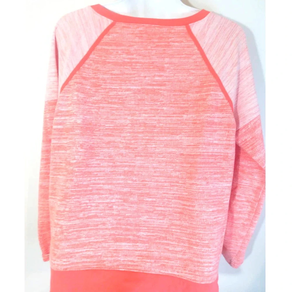 Jones New York Sport Women Sz L Coral Orange Long Sleeve Top With Pocket - Picture 6 of 8